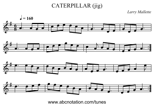 CATERPILLAR (jig) - staff notation
