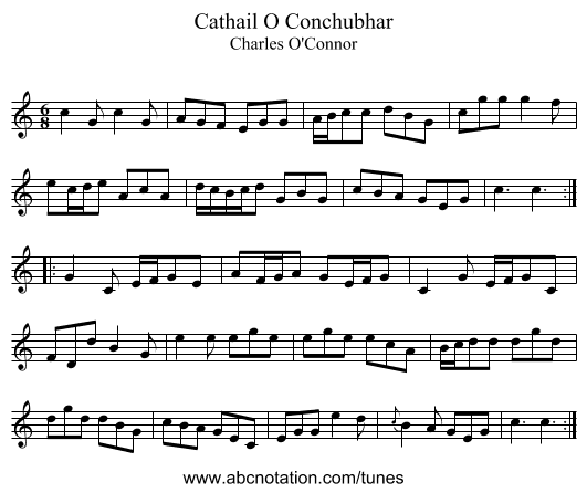 Cathail O Conchubhar - staff notation