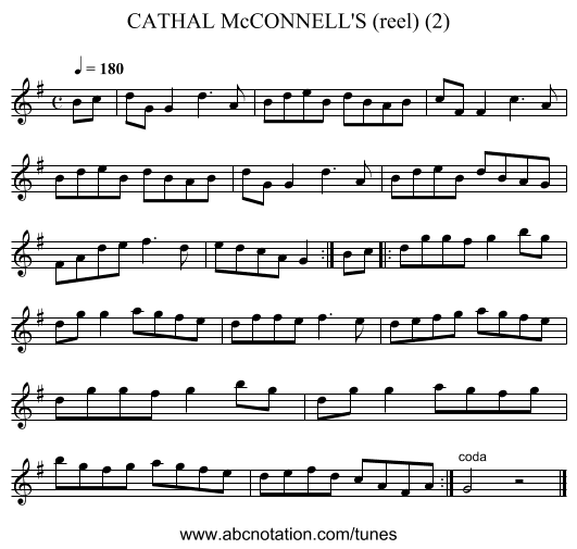 CATHAL McCONNELL'S (reel) (2) - staff notation