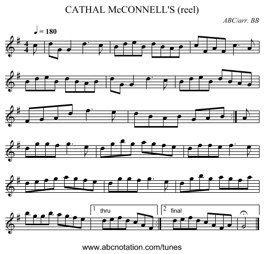 CATHAL McCONNELL'S (reel) - staff notation