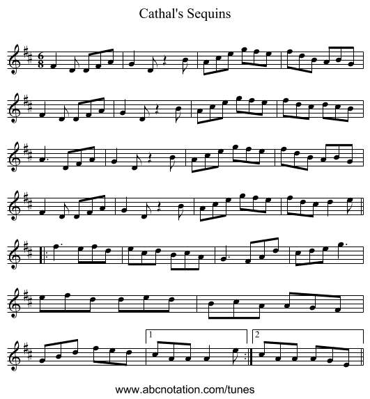 Cathal's Sequins - staff notation