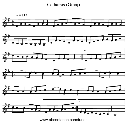 Catharsis (Gmaj) - staff notation