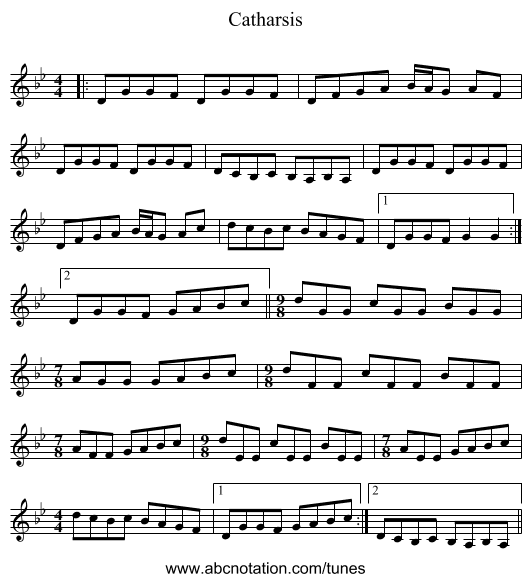 Catharsis - staff notation