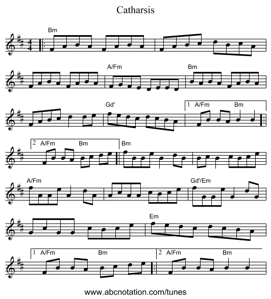 Catharsis - staff notation