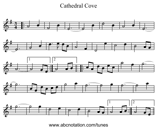 Cathedral Cove - staff notation
