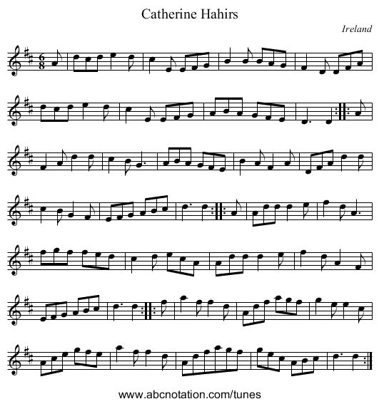 Catherine Hahirs - staff notation