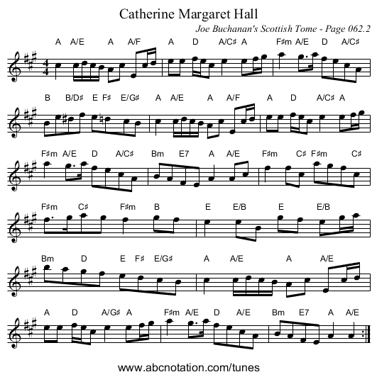 Catherine Margaret Hall - staff notation