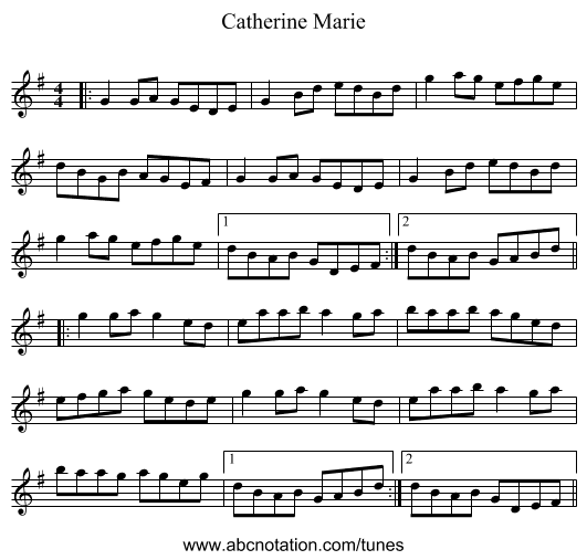 Catherine Marie - staff notation