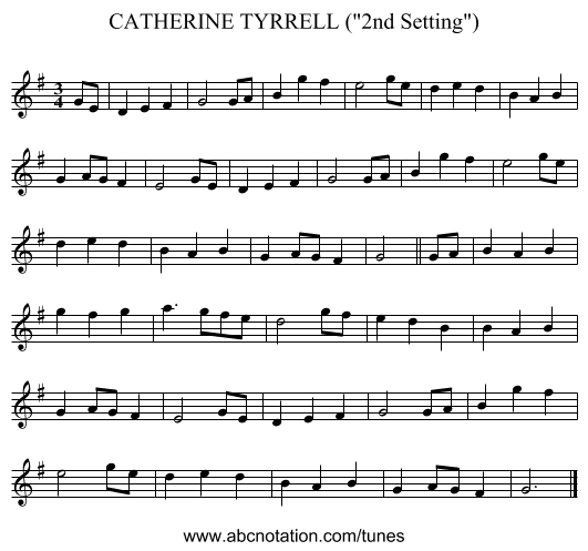CATHERINE TYRRELL (2nd Setting) - staff notation