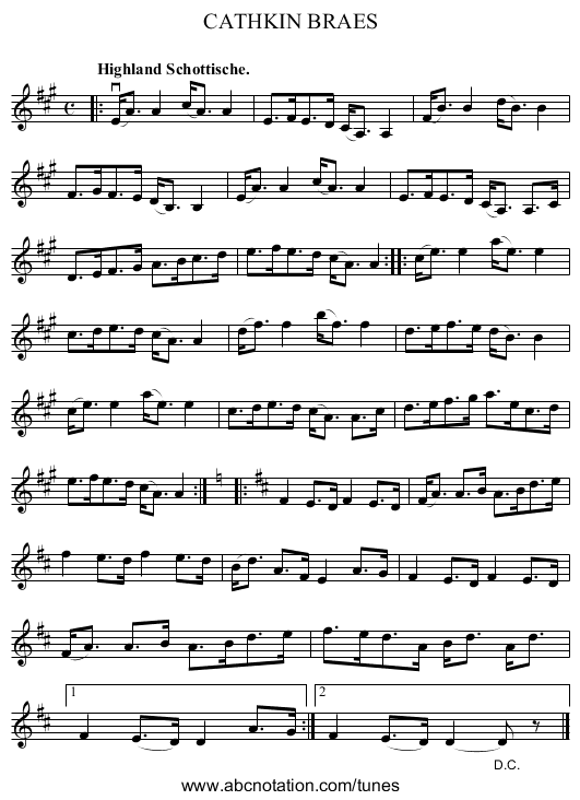 CATHKIN BRAES - staff notation