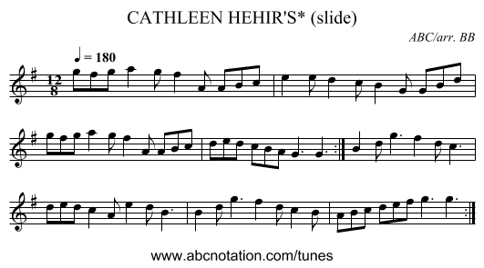 CATHLEEN HEHIR'S* (slide) - staff notation