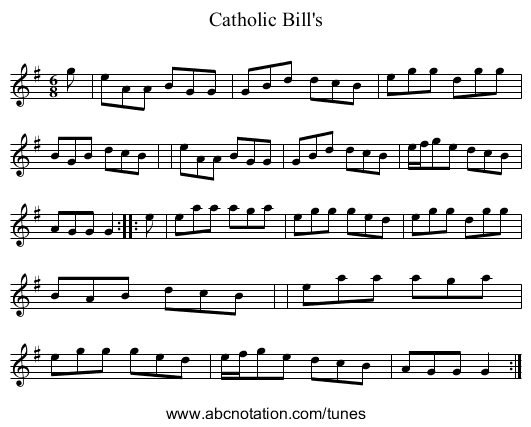Catholic Bill's - staff notation