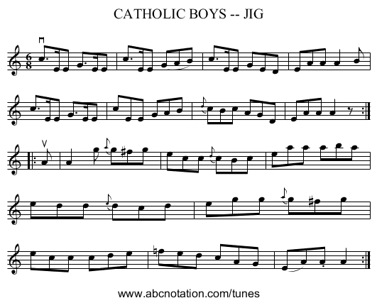 CATHOLIC BOYS -- JIG - staff notation