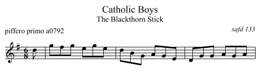 Catholic Boys - staff notation