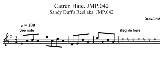Catren Haie. JMP.042 - staff notation