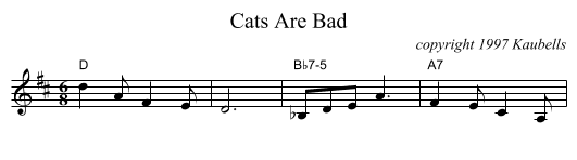 Cats Are Bad - staff notation