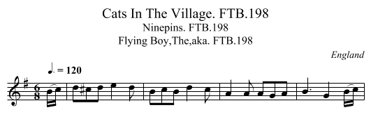 Cats In The Village. FTB.198 - staff notation