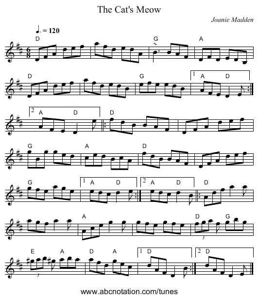 Cat's Meow, The - staff notation