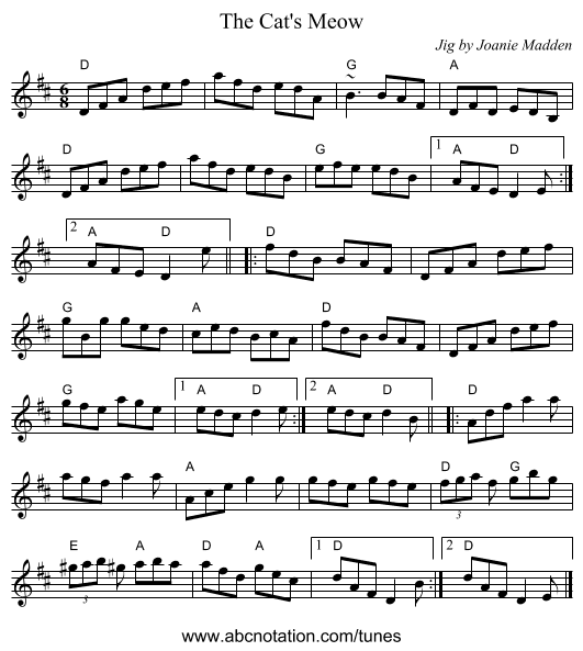 Cat's Meow, The - staff notation