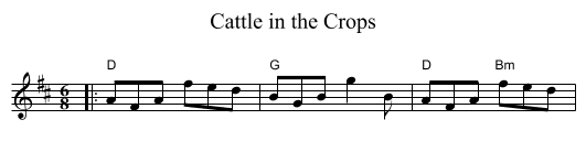 Cattle in the Crops - staff notation