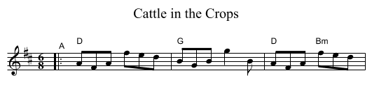 Cattle in the Crops - staff notation