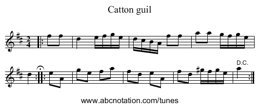 Catton guil - staff notation