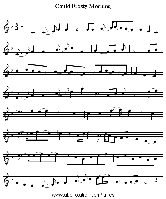 Cauld Frosty Morning - staff notation