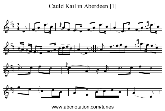Cauld Kail in Aberdeen [1] - staff notation