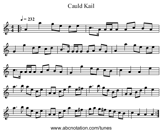 Cauld Kail - staff notation