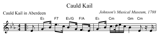 Cauld Kail - staff notation