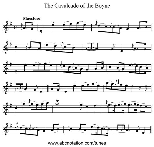 Cavalcade of the Boyne, The - staff notation