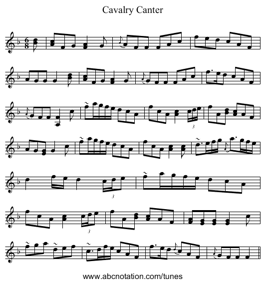Cavalry Canter - staff notation