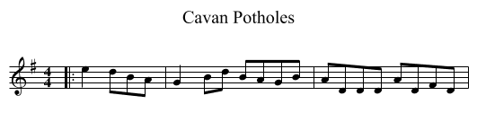 Cavan Potholes - staff notation
