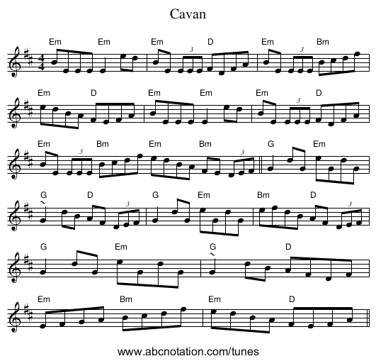 Cavan - staff notation