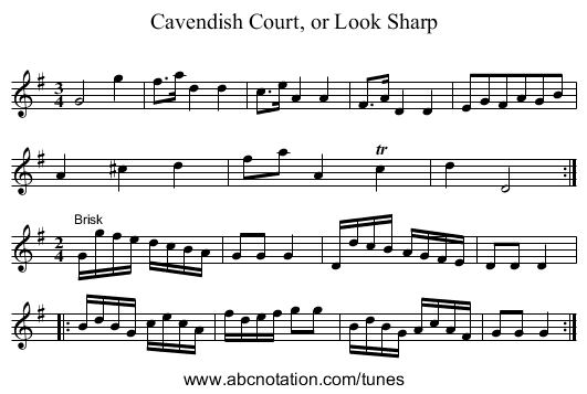 Cavendish Court, or Look Sharp - staff notation