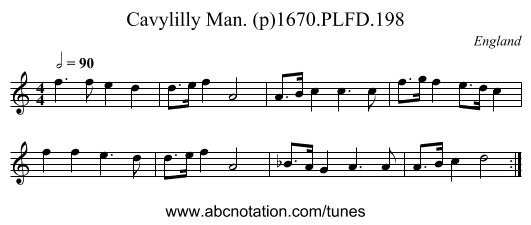 Cavylilly Man. (p)1670.PLFD.198 - staff notation
