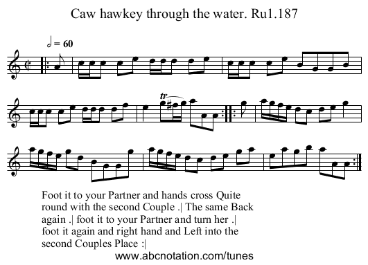 Caw hawkey through the water. Ru1.187 - staff notation