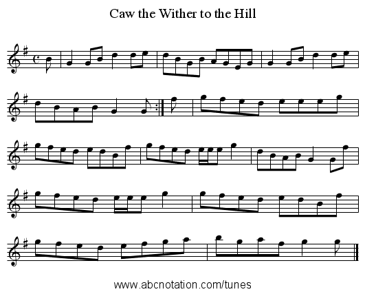 Caw the Wither to the Hill - staff notation