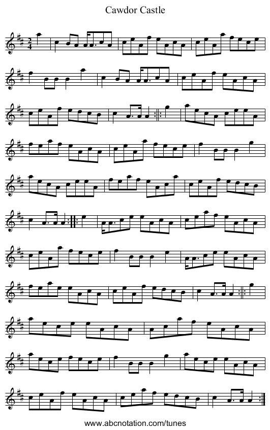 Cawdor Castle - staff notation