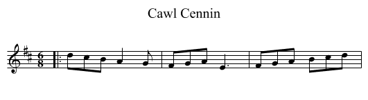 Cawl Cennin - staff notation