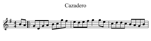 Cazadero - staff notation