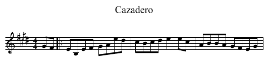 Cazadero - staff notation