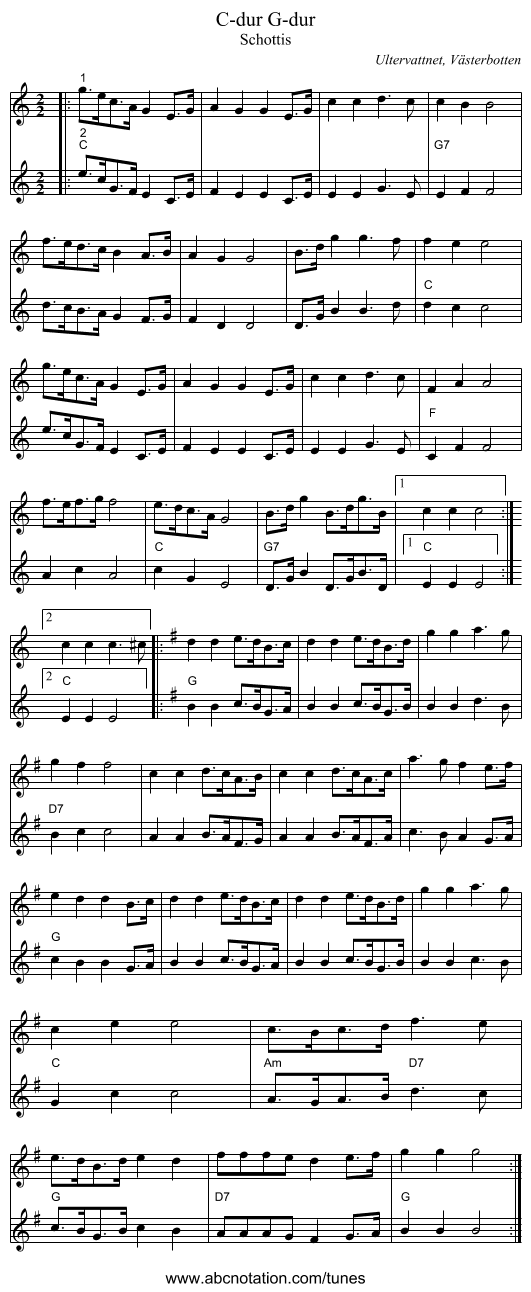 C-dur G-dur - staff notation