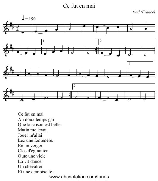 Ce fut en mai - staff notation
