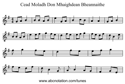 Cead Moladh Don Mhaighdean Bheannaithe - staff notation
