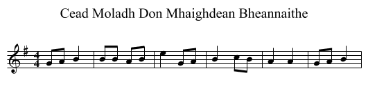 Cead Moladh Don Mhaighdean Bheannaithe - staff notation