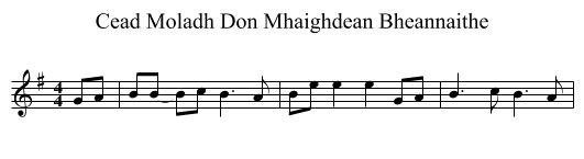 Cead Moladh Don Mhaighdean Bheannaithe - staff notation