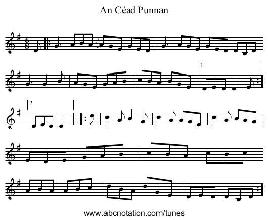 Céad Punnan, An - staff notation