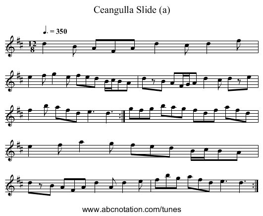 Ceangulla Slide (a) - staff notation