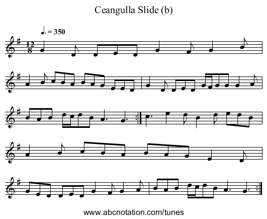 Ceangulla Slide (b) - staff notation